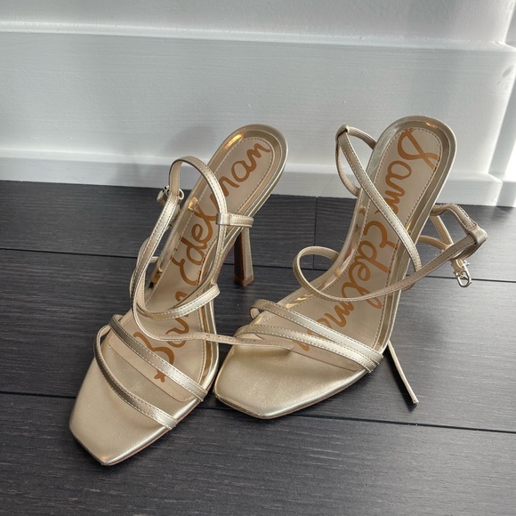 Sam Edelman Leeane strappy heels in gold size 7.5 - Picture 2 of 5